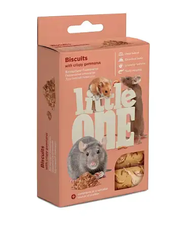 Купить little one Лакомство Бисквиты для хомяков, крыс, мышей и песчанок с хрустящим гаммарусом